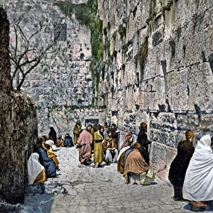 Jews praying at The Wailing Wall, Jerusalem, Palestine (Isra