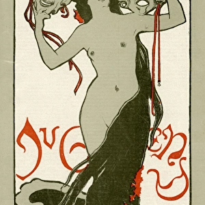 Jugend front cover, naked woman with long hair and masks