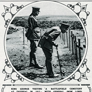 King George visiting a battlefield cemetery