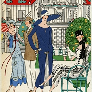 Three ladies in outfits by Jeanne Lanvin