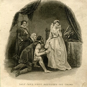 Lady Jane Grey being offered the Crown of England