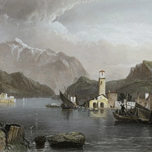 Lake Como (19th c. ). English print. Etching