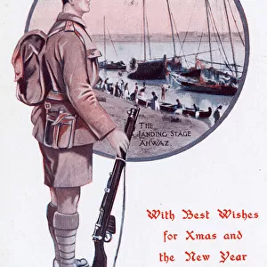 The Landing Stage at Ahvaz, Iran - WWI Xmas card