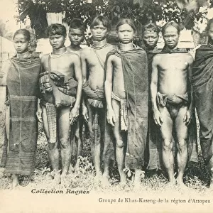 Laos - Attapeu Province - Group of Khas-Kaseng tribesmen