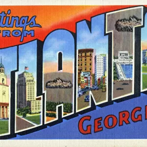 Large Letter Postcard - Greetings from Atlanta, Georgia, USA Date: circa 1930