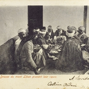 Lebanon - Druze eating a meal