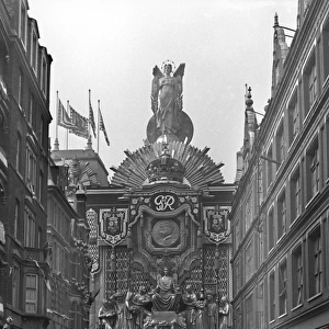 London street with King George VI display