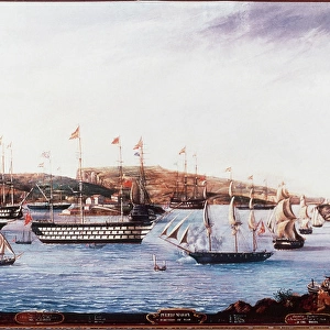 Mahon. Port. Oil, 1850 by Joan Font i Vidal (1811-1885). Spa