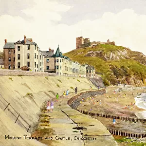 Marine Terrace and Castle, Criccieth, Gwynedd, Wales