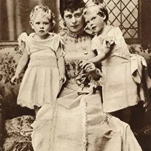 Mary, Duchess of York with her first two children