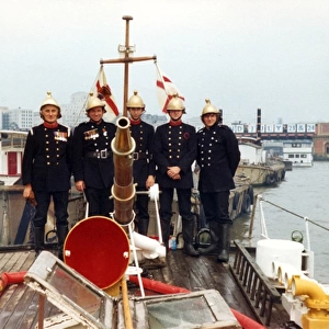 Massey Shaw fireboat with crew, River Thames, London