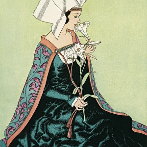 Medieval lady with lilies