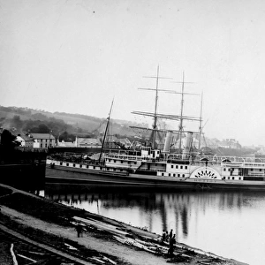 Milford Dock with paddle steamer, Pembrokeshire, South Wales