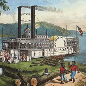 On the Mississippi, Loading Cotton Date: 1860