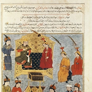 Mongol Empire. Court of Gengis Khan. Illustration
