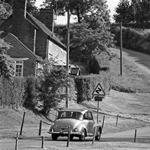 Morris Minor car on Wainlode Hill near the Red Lion Inn, Glo