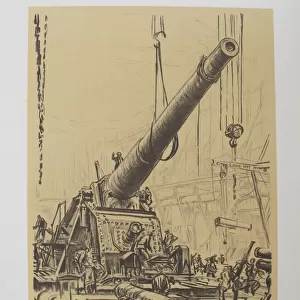 Mounting a Great Gun, Coventry, by Muirhead Bone