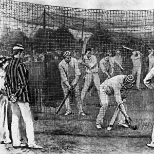 Nets practice at the Lords Cricket Ground, London