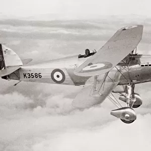 New RAF Hawker Fury aircraft in flight, 1933