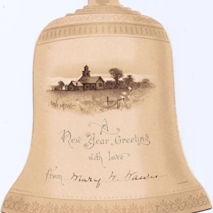 New Year card in the shape of a bell