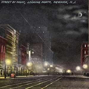 Night view of Broad Street, Newark, New Jersey, USA