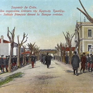 Occupying French troops in front of the Bank of Crete
