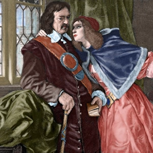 Oliver Cromwell (1599-1658) with his daughter Elizabeth Clay