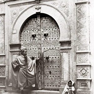 Ornate doorway, Tunis, Tunisia, circa 1890s