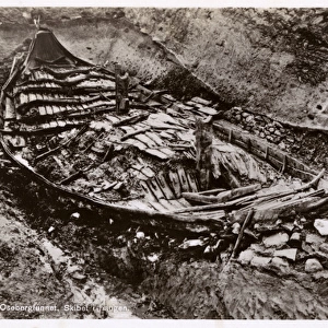 The Oseberg ship - shortly after discovery