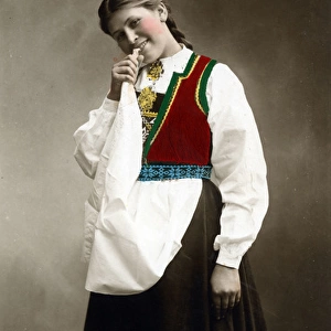 Oslo, Norway - young woman in traditional costume