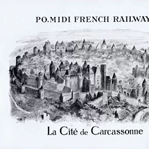P. O. Midi French Railways and the city of Carcassonne