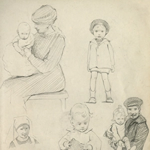 Pencil sketches of adults and children