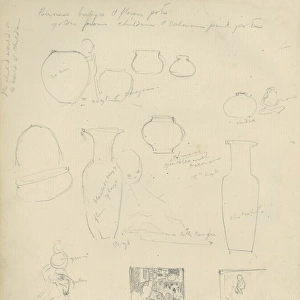 Pencil sketches of vases and jars