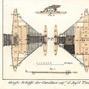 Plan of a large Carolinian boat with outrigger