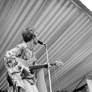 Pop singer on stage at Woburn Park, Bedfordshire