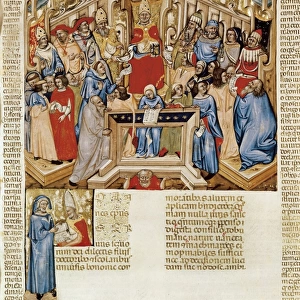 Pope John XXII, together with clergymen and doctors