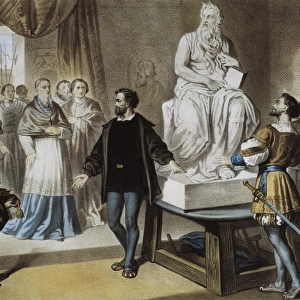 Pope Julius II visiting the studio of Michelangelo