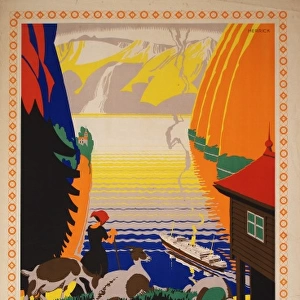 Poster advertising Royal Mail Line Cruises to Norway