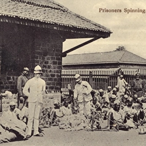 Prisoners spinning yarn - Yerwada Jail, India