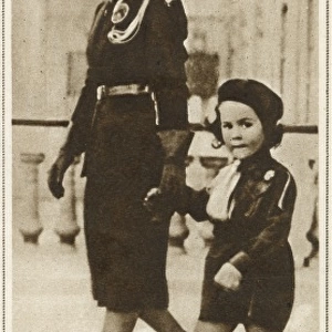 Queen Farida of Egypt en route to a Girl Guide Review