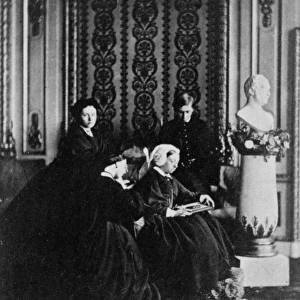 Queen Victoria and children in mourning at Windsor