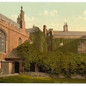 Queens College Cloisters with Erasmus Tower, Cambridge, Eng