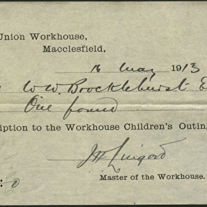 Receipt for Workhouse Childrens Outing Subscription Receipt