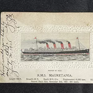 RMS Mauretania silk postcard