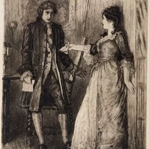 Rob Roy by Walter Scott. Diana Vernon and Frank: the glove scene. Date: First published: 1818