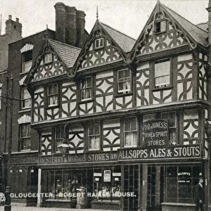 Robert Raikes House - an historic 16th century timber-framed town house at 36-38 Southgate Street, Gloucester. Date: circa 1907