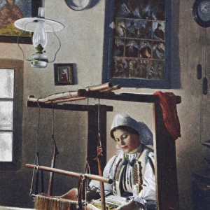 Romanian Woman - making fabric