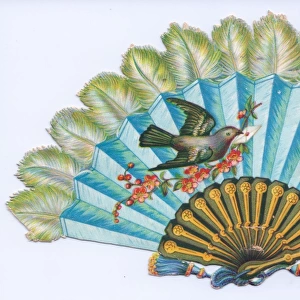 Romantic greetings card in the form of a fan