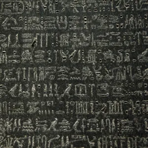 The Rosetta Stone. Hieroglyphical scripture