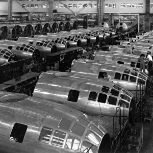 Two rows of nose sections of Boeing B-29s